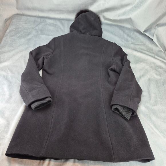 Pendleton Merino Wool Blend Hooded Fox Fur Trim Toggle Coat Parka Women's 16 - Picture 2 of 14